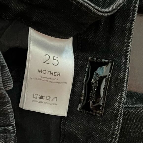 MOTHER High Waisted Looker Ankle Fray Jeans Night Hawk Distressed EUC SZ 25 - Picture 9 of 13